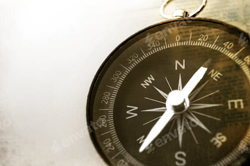 Preview: Compass In Vintage Style On Mulberry Paper Texture
