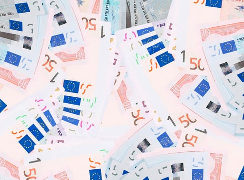 Preview: full set of banknotes of euro background