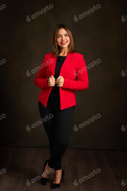Preview: Professional Woman Posing in a Red Business Jacket