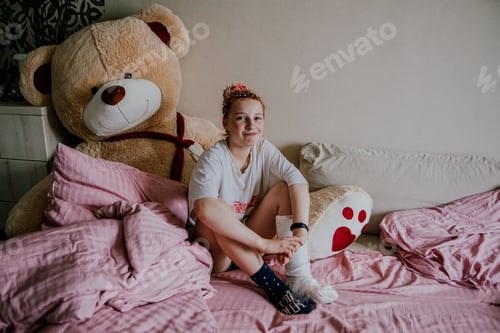 Preview: Girl with her toy bear
