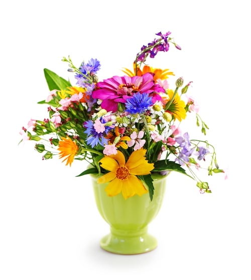 Preview: Bouquet of flowers in the green vase