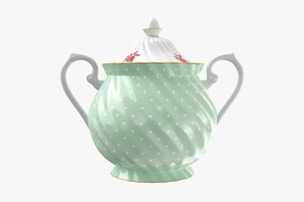 Preview: Polka Dot Sugar Bowl with Floral Accent