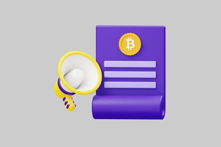 Preview: Crypto announcement scroll and megaphone