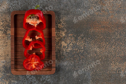 Preview: A dray of delectable pepper in the tray , on the marble background