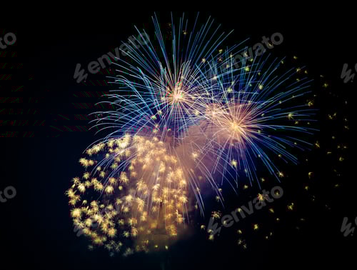 Preview: magic abstract holiday background - Fireworks at New Year and copy space
