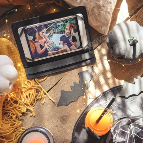 Preview: Halloween online virtual holiday remote celebration halloween in lockdown home