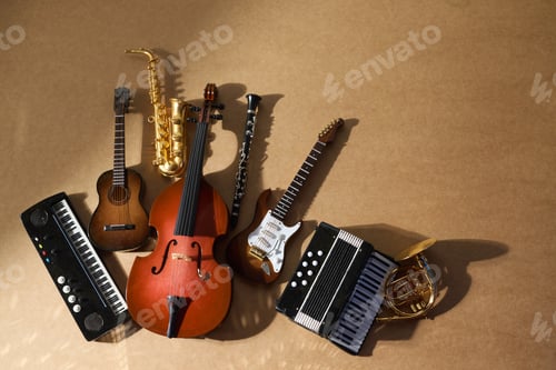 Preview: World music day. Assortment of Musical Instruments