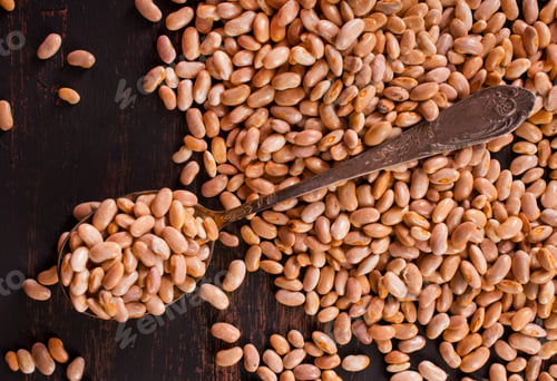 Preview: Raw Beans background, white beans on a table