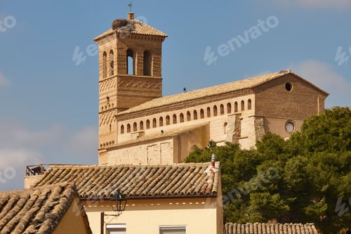 Preview: Picturesque mudejar style chuch in Alcubierre. Huesca, Aragon. Spain