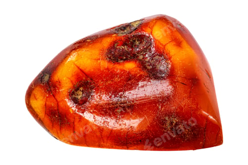 Preview: Amber mineral stone on white background