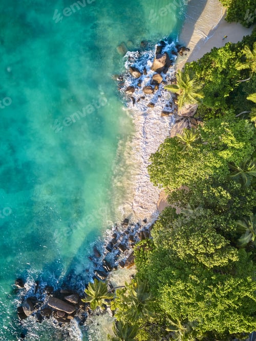 Preview: Beach at Seychelles aerial top view