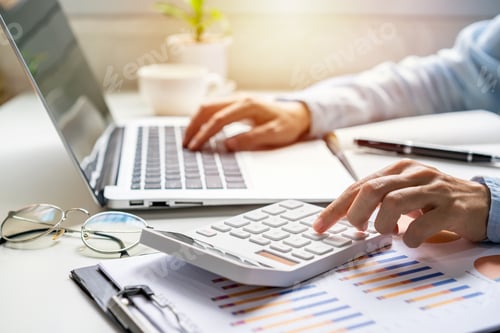 Preview: Businessman working on Desk office business financial accounting calculate, Graph analysis