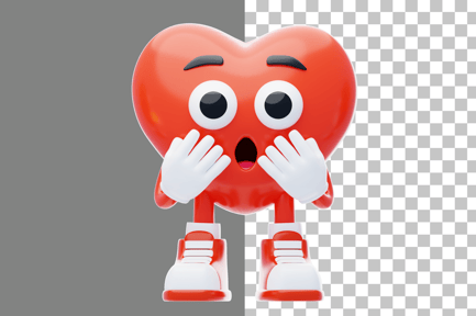 Preview: Heart Character Is Shocked 3D Illustration