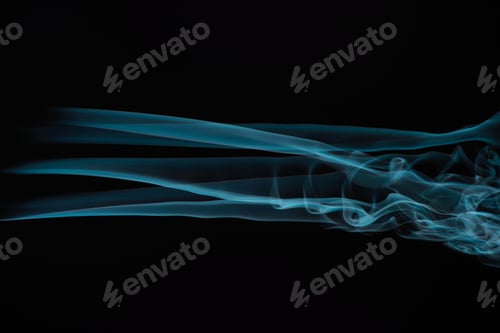 Preview: blue colorful flowing smoke on black background