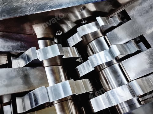 Preview: Full Frame Background of Stainless Steel Teeth of Parts Crushing Machinery