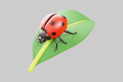 Preview: Cartoon ladybug on leaf spring