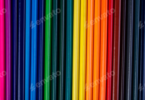 Preview: background of a set of colored pencils top view