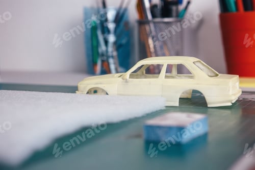 Preview: Handcrafted slot car on table
