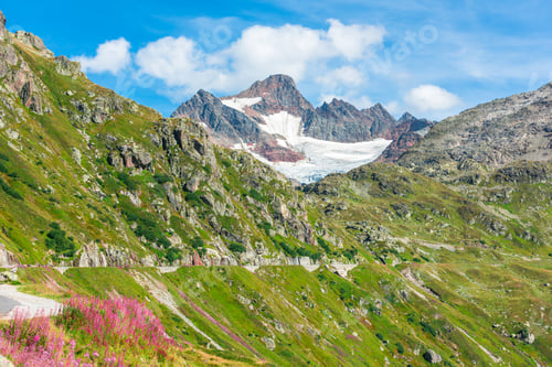 Preview: View to Steingletcher mountain in Swiss Alps