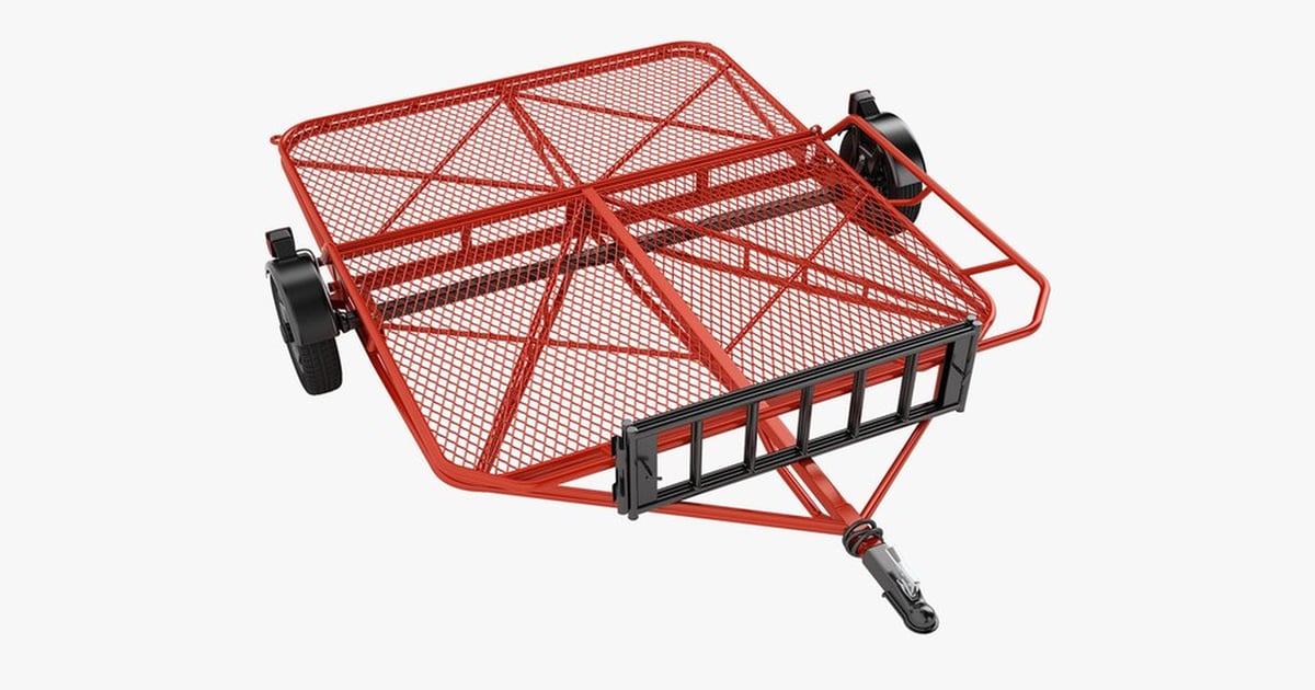 Stand-Up Mesh Utility Trailer with Loading Ramp 3D, Incl. frame & hitch ...