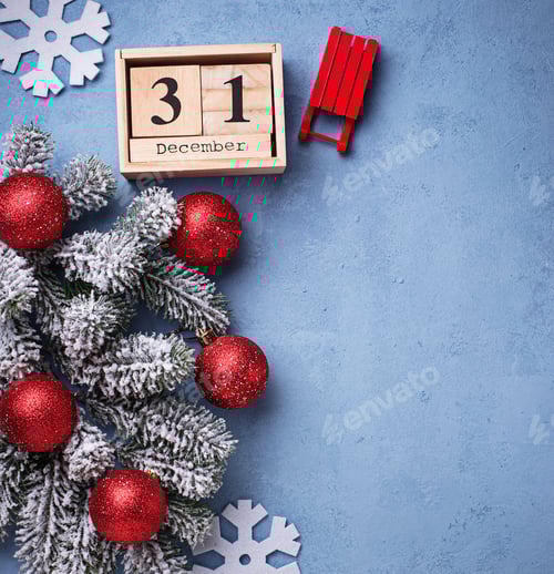 Visualização: Fundo de ano novo com calendário de madeira