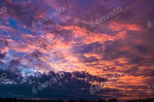 Preview: Dramatic Colorful Clouds over the Urban Skyline