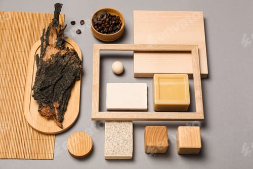 Preview: Flat lay of creative moodboard composition, concept of moodboard