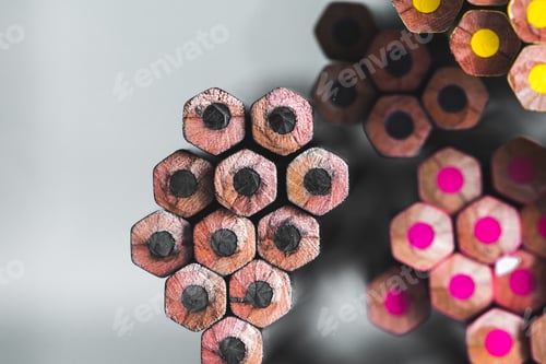 Preview: Colored pencils background. Drawing, hobby, occupation