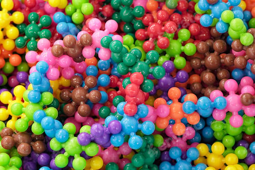 Preview: Colorful bright plastic parts from a children's construction set