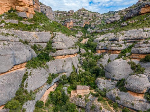 Preview: View of amazing stone mountains in Serra del Montsant in Catalonia, Spain