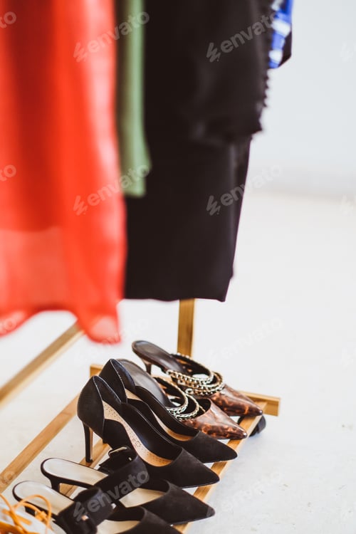 Preview: Fashion womens shoes and heels sandals and clothes rack