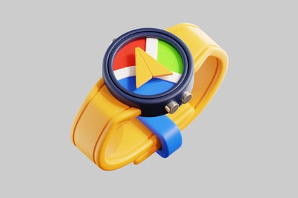 Vista previa: Reloj de pulsera amarilla con brújula colorida