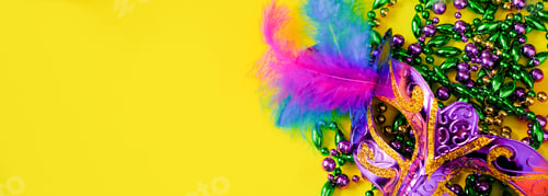 Preview: Carnival mask Mardi Gras or Fat Tuesday symbol. Copy space, banner format.