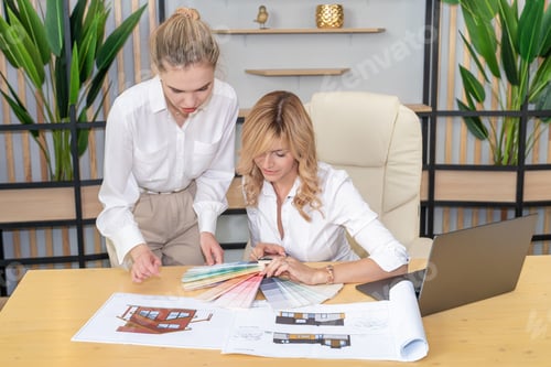 Preview: The designer chooses the color of the decor for the renovation according to the Panton palette.