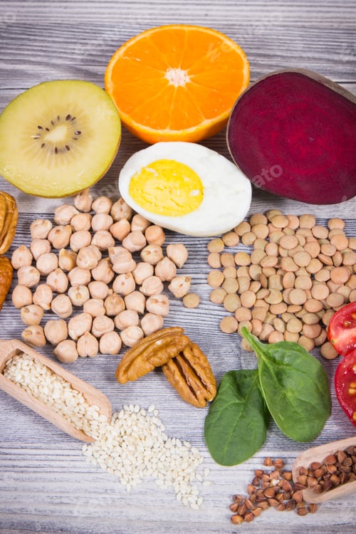 Preview: Healthy ingredients containing vitamin B9 and minerals. Nutritious eating