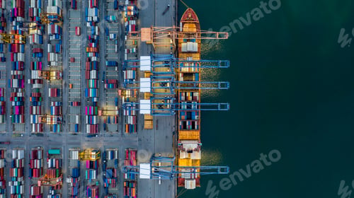 Preview: Container ship global business freight import export logistic transportation.