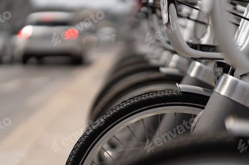 Preview: City bikes lined up next to each other