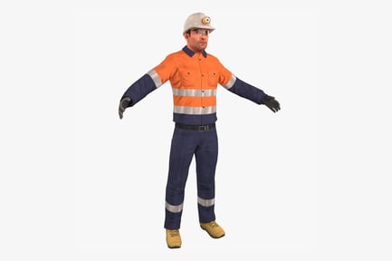 Preview: Tunnel Miner Character with Hard Hat and Safety Gear