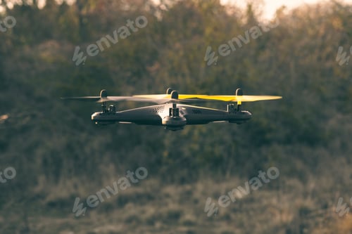 Preview: Flying drone in the background of the forest