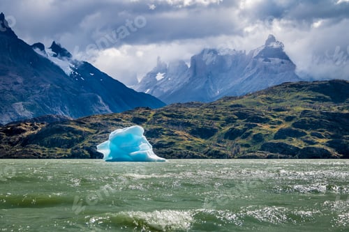 Preview: Iceberg floating on Grey Lake of Torres del Paine National Park - Patagonia, Chile