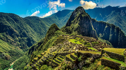 Preview: Panorama view of beautiful mountains on a sunny day