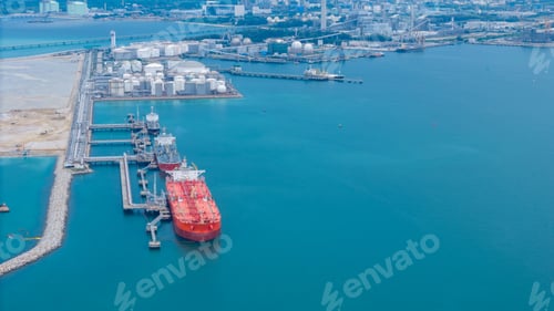 Preview: Oil tanker ship. Red Oil Tanker runing in the ocean sea. petroleum ship transportation
