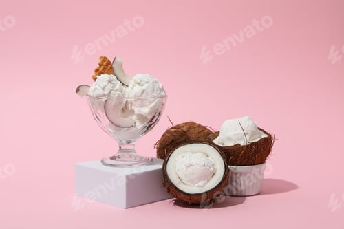 Preview: Summer dessert - ice cream, ice cream with coconut