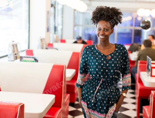 Preview: Young black woman in the diner