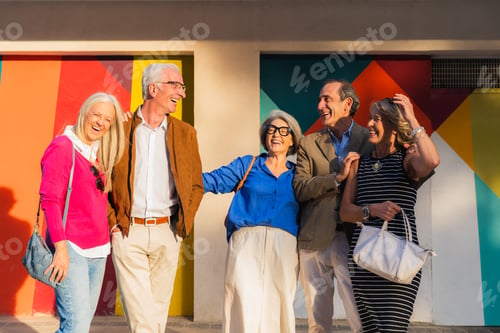 Preview: Group of senior friends laughing enjoying time together