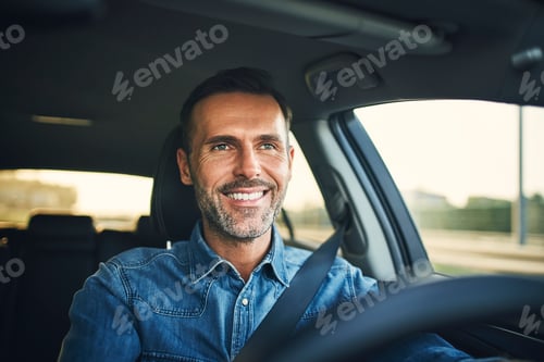 Preview: Handsome man driving a car