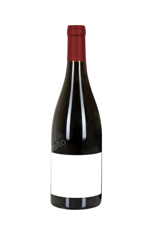 Preview: Red wine bottle with red cap and blank label isolated