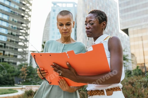 Preview: Two professional businesswomen standing together