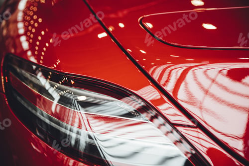 Preview: Close shot of an orange sport cars backlight