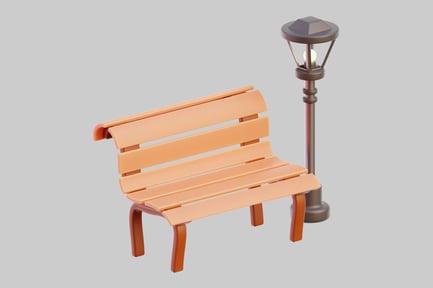 Preview: Cartoon park bench with lamp